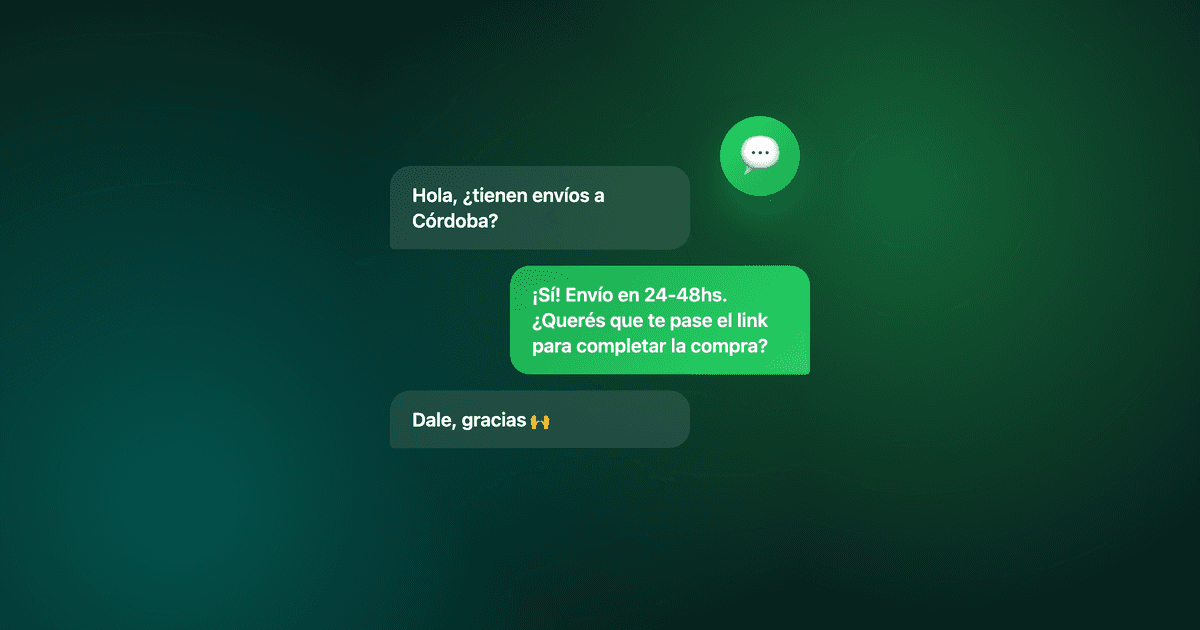 WhatsApp conversation with chat bubbles between customer and business