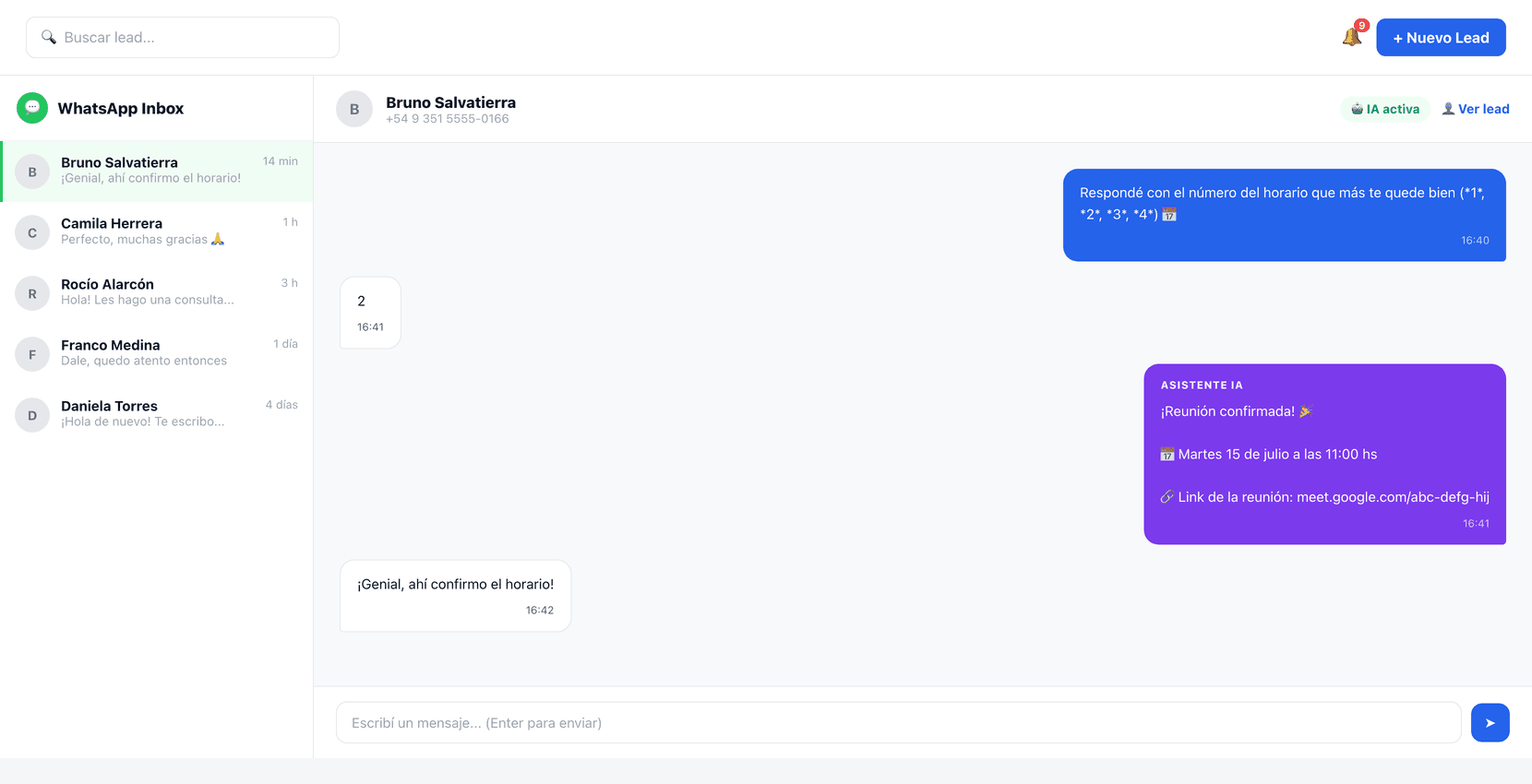 WhatsApp integrado con IA dentro del CRM