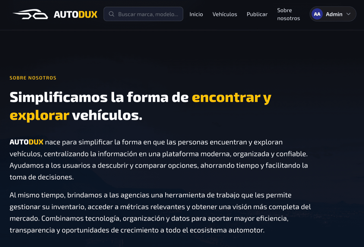 "About us" institutional section