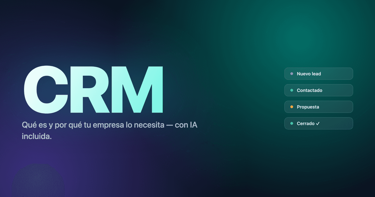 Palabra CRM en grande junto a un pipeline de ventas con sus etapas
