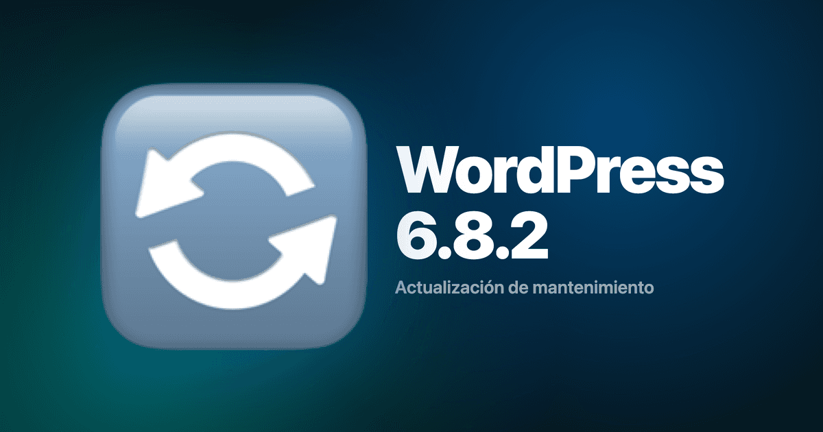 Ícono de actualización junto al texto WordPress 6.8.2