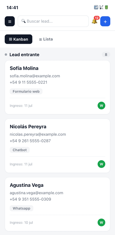 ALORA CRM en celular